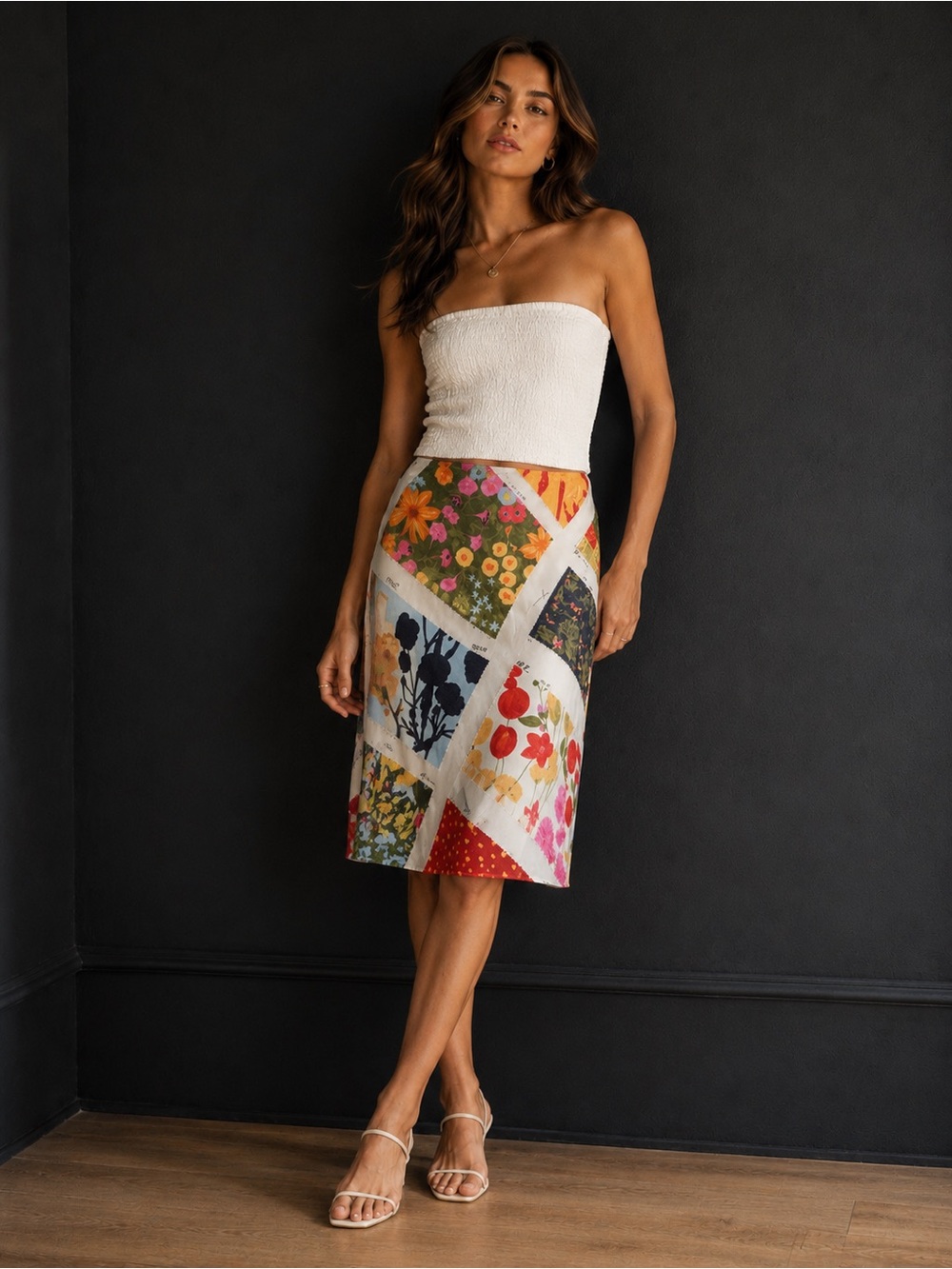 Moschino Cheap and Chic Skirt with Mixed Floral Print - Picture 1 of 8